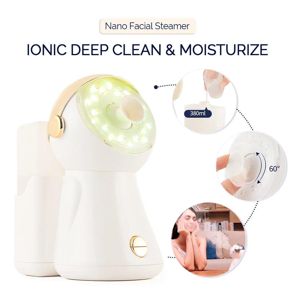 Rose Gold Glow Nano Misting Facial Spa with 7 Light Color Therapies