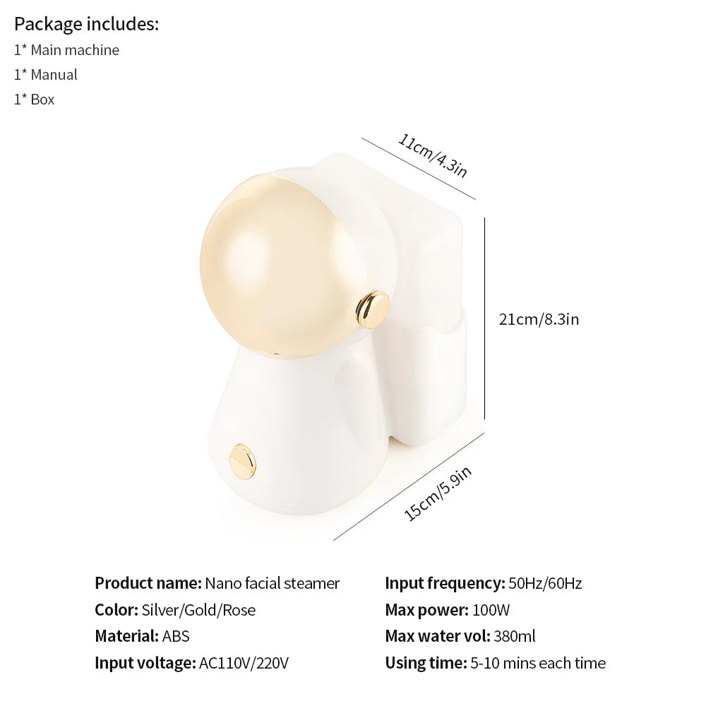 Rose Gold Glow Nano Misting Facial Spa with 7 Light Color Therapies