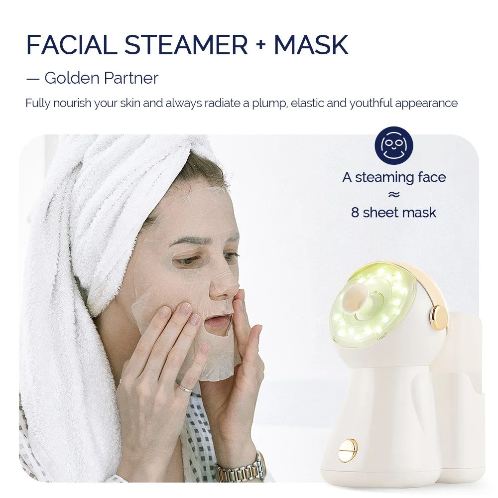 Rose Gold Glow Nano Misting Facial Spa with 7 Light Color Therapies