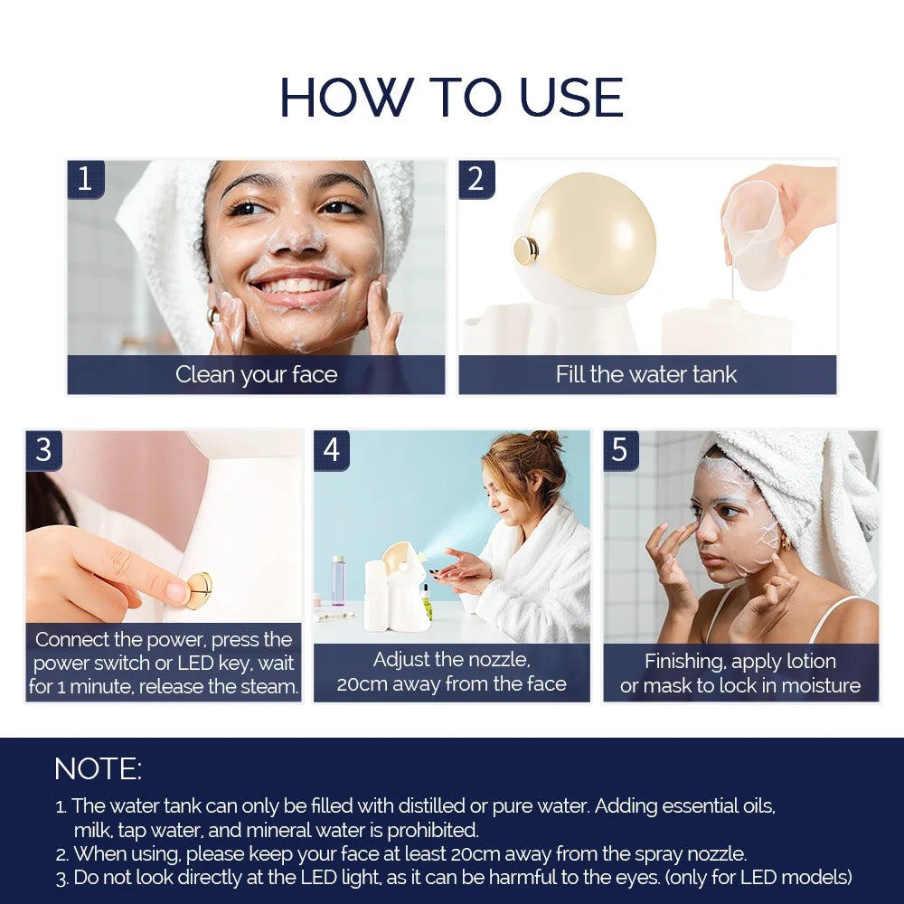 Rose Gold Glow Nano Misting Facial Spa with 7 Light Color Therapies